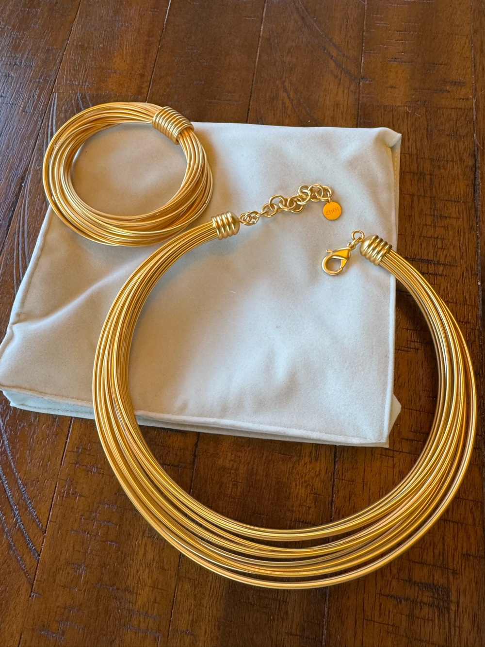 Khoi Gold Multi-Wire Collar Necklace and Bangle Set